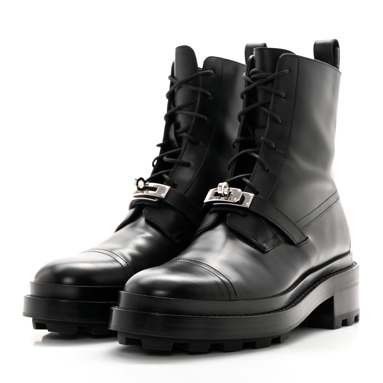 Hermes Glossed Calfskin Funk Ankle Boots 37 Black 3 of 9