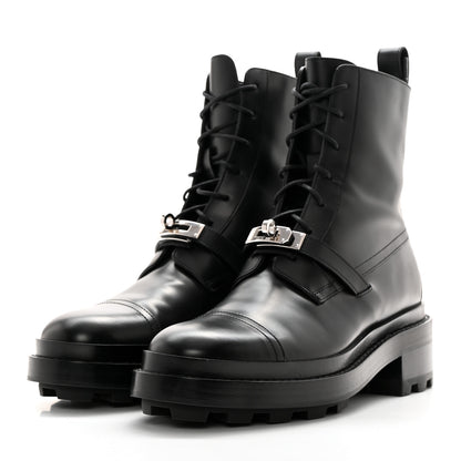 Hermes Glossed Calfskin Funk Ankle Boots 37 Black 3 of 9