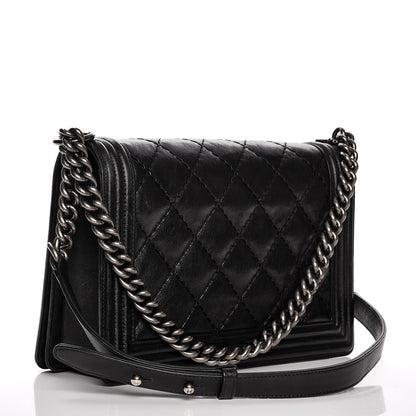 Chanel Calfskin Quilted Double Stitch New Medium Boy Flap Black 3 of 15