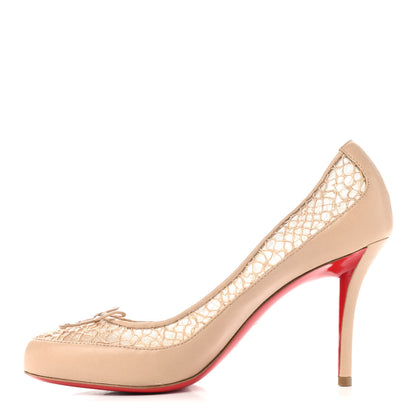 Christian Louboutin Nappa Dentelle Chainette Ladylace 85 Pumps 38.5 Nude 1 of 10