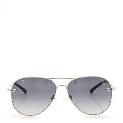 Chanel Metal Aviator CC Sunglasses 4189-T-Q Silver 2 of 7