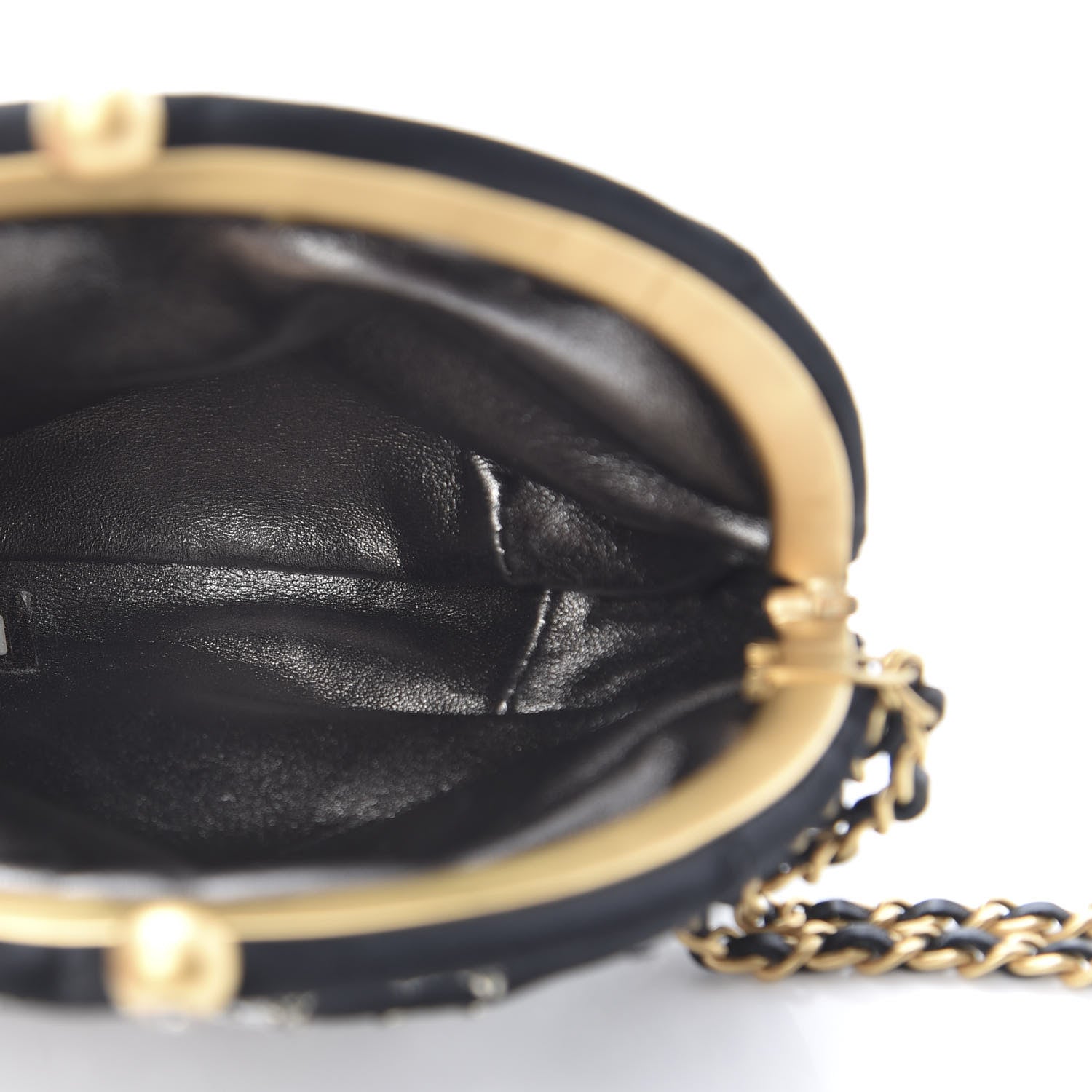 Chanel Satin Crystal Evening Wristlet Clutch Black 5 of 8
