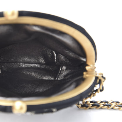 Chanel Satin Crystal Evening Wristlet Clutch Black 5 of 8