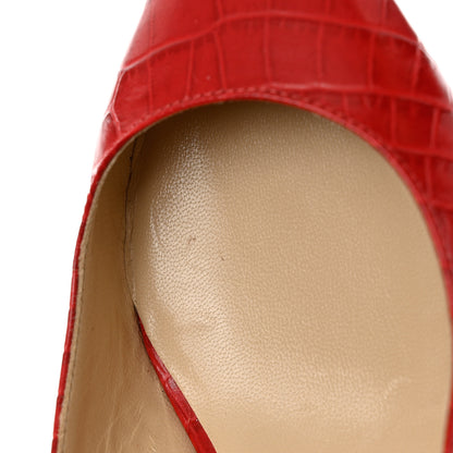 Jimmy Choo Calfskin Crocodile Embossed Slingback Gemma Pumps 35.5 Red 8 of 9
