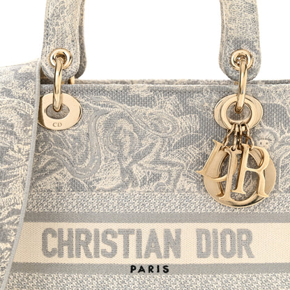 Christian Dior Canvas Toile De Jouy Reverse Embroidered Medium Lady D-Lite Gray 8 of 11
