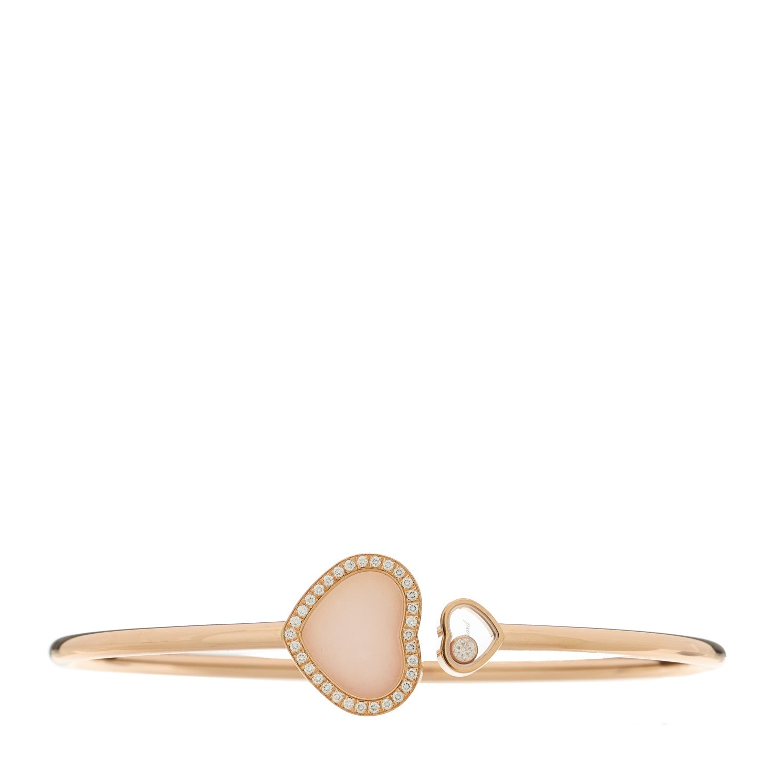 Chopard 18K Rose Gold Diamond Pink Opal Happy Hearts Bangle Bracelet 1 of 4