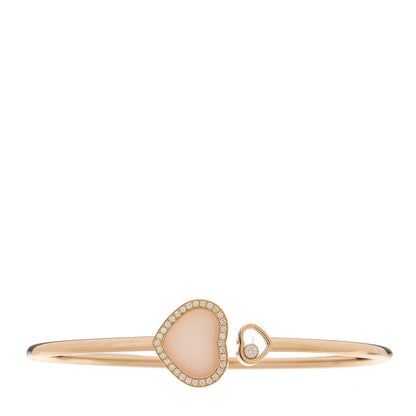 Chopard 18K Rose Gold Diamond Pink Opal Happy Hearts Bangle Bracelet 1 of 4