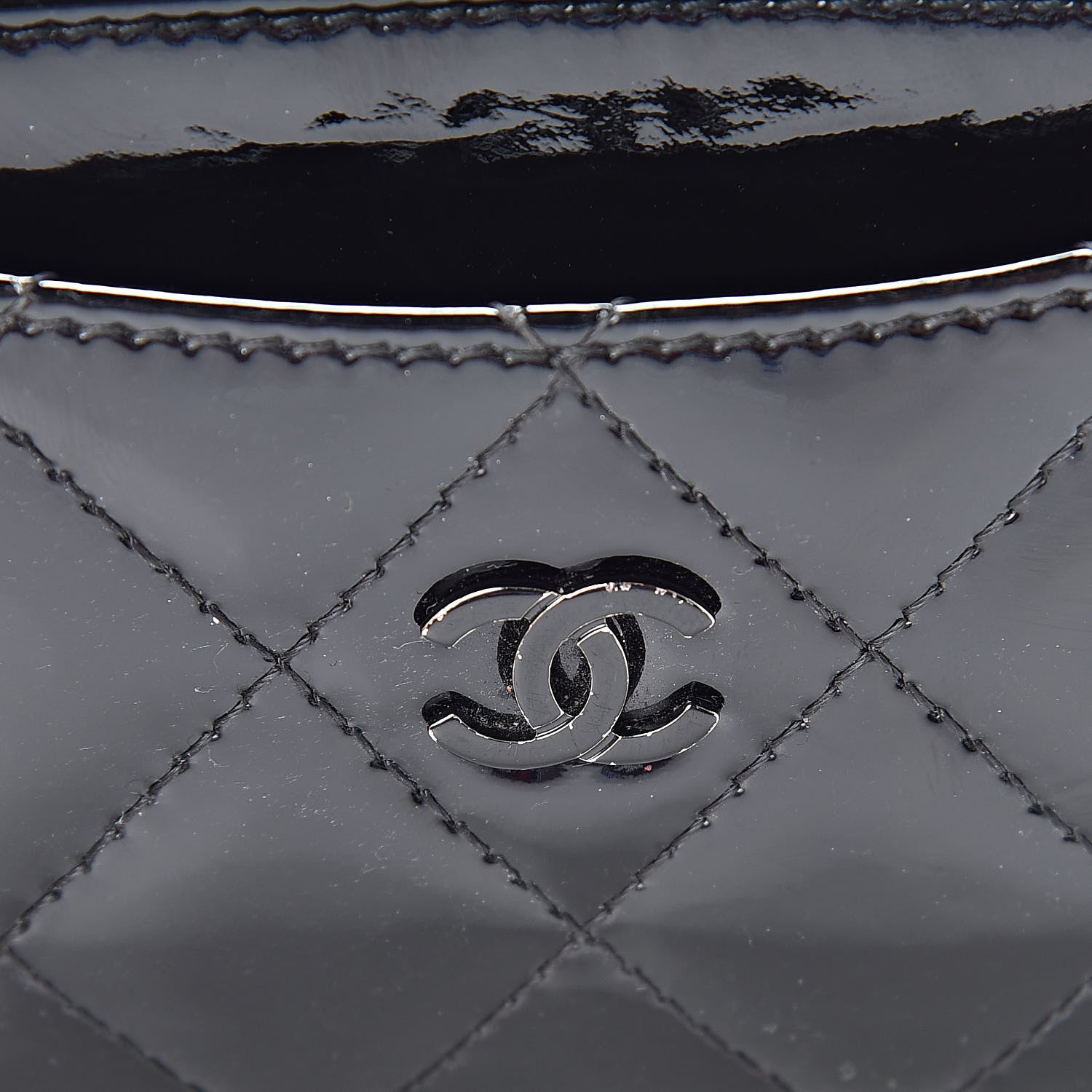 Chanel Patent Calfskin Quilted Card Holder Black 9 of 10