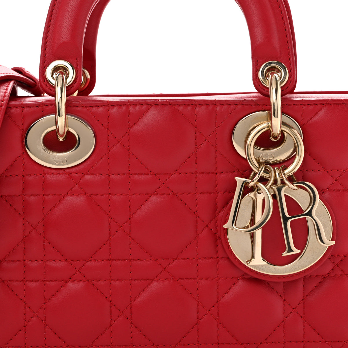 Christian Dior Lambskin Cannage Medium Lady D-Joy Red 14 of 29