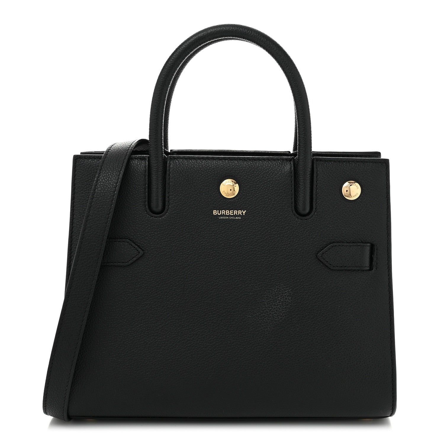 Burberry Grainy Calfskin Mini Two Handle Title Bag Black 1674810