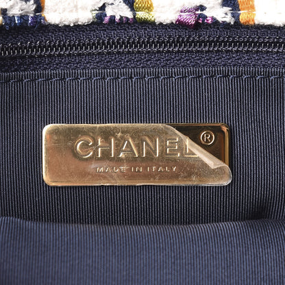 Chanel Tweed Quilted Medium 19 Flap Ecru Navy Blue Multicolor 8 of 10