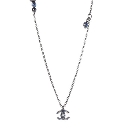 Chanel Ruthenium Crystal CC Necklace Iridescent Purple 1 of 7