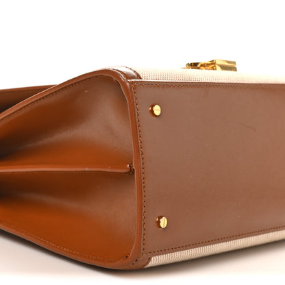 Saint Laurent Canvas Calfskin Medium Classic Monogram Cassandra Top Handle Tan Natural 8 of 9