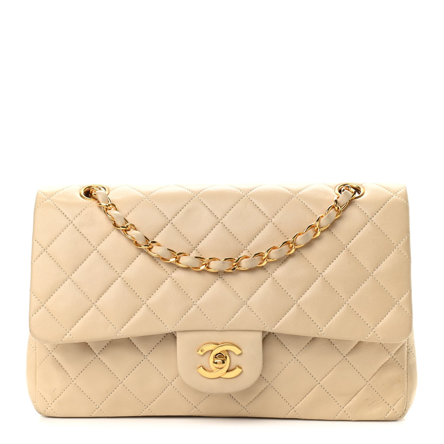 Chanel Lambskin Quilted Medium Double Flap Light Beige 1 of 12