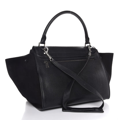 Celine Drummed Calfskin Suede Medium Trapeze Black 4 of 13