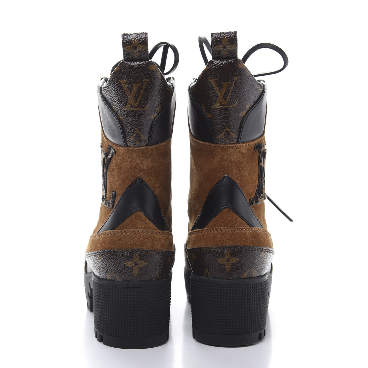 Suede Calfskin Monogram Laureate Platform Desert Boots 36 Cognac