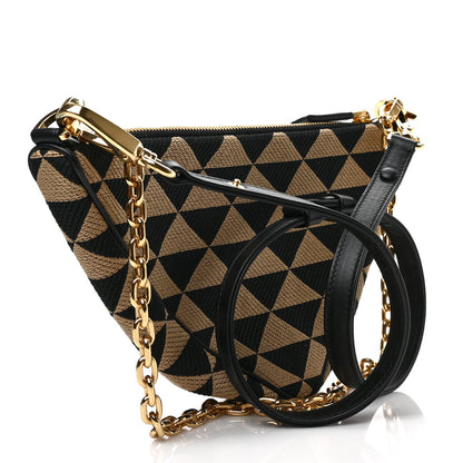 Prada Jacquard Triangolo Symbole Embroidered Mini Triangle Bag Black Corda 3 of 8