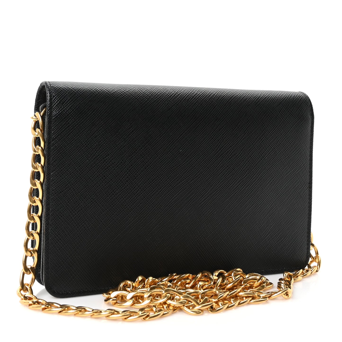 Saffiano Lux Chain Wallet Black