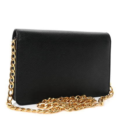 Prada Saffiano Lux Chain Wallet Black 3 of 9