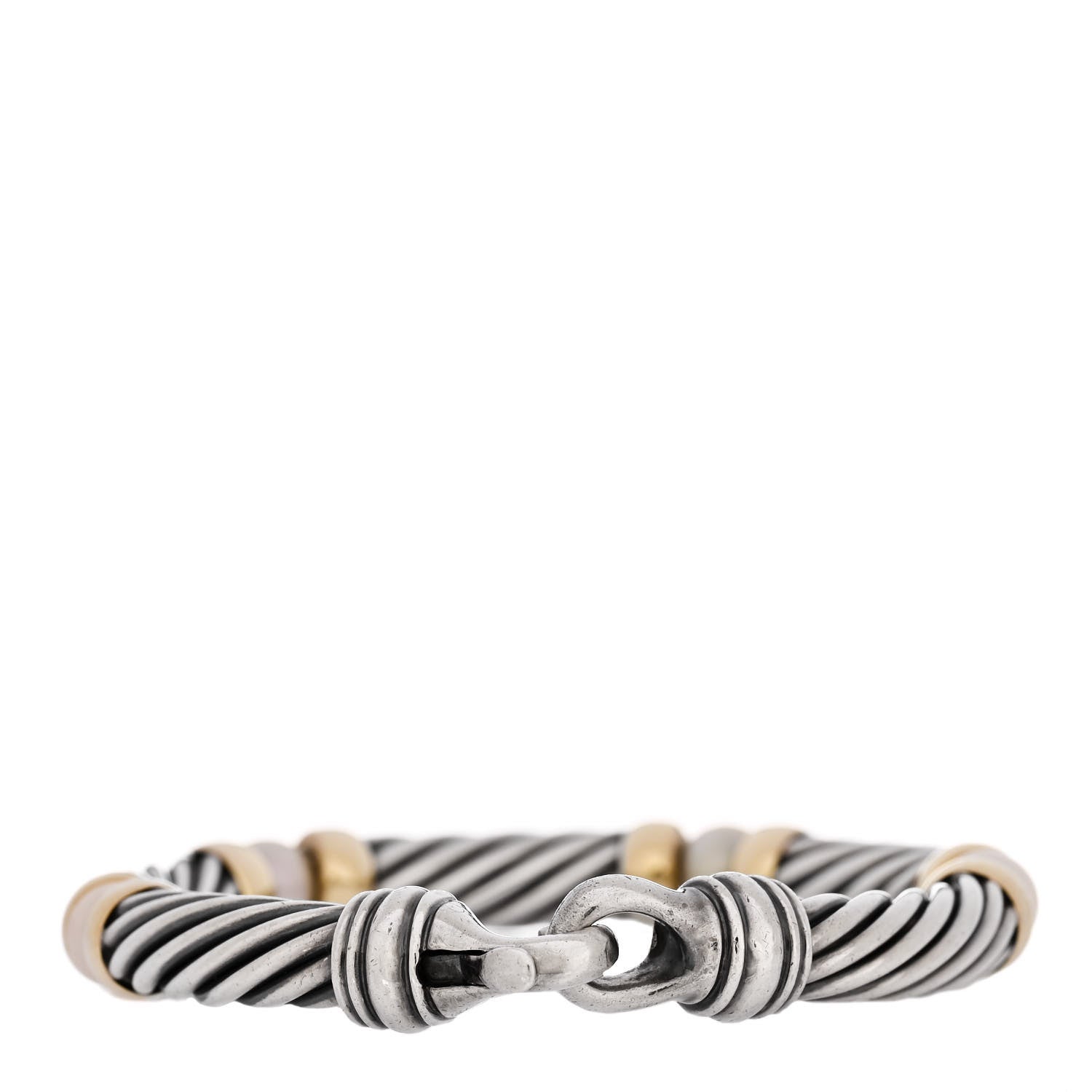David Yurman Sterling Silver 14K Yellow Gold Pearl 7mm Hampton Bracelet 2 of 4