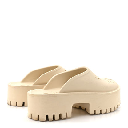 Gucci Rubber Monogram GG Go Through Platform Slide Clogs 38 Mystic White 5 of 11
