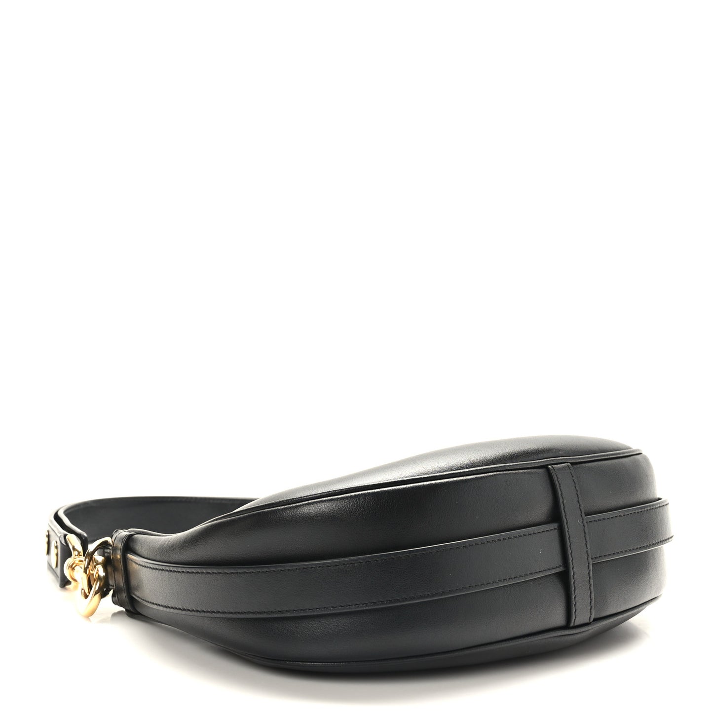 Smooth Calfskin Medium Strap Ava Shoulder Bag Black