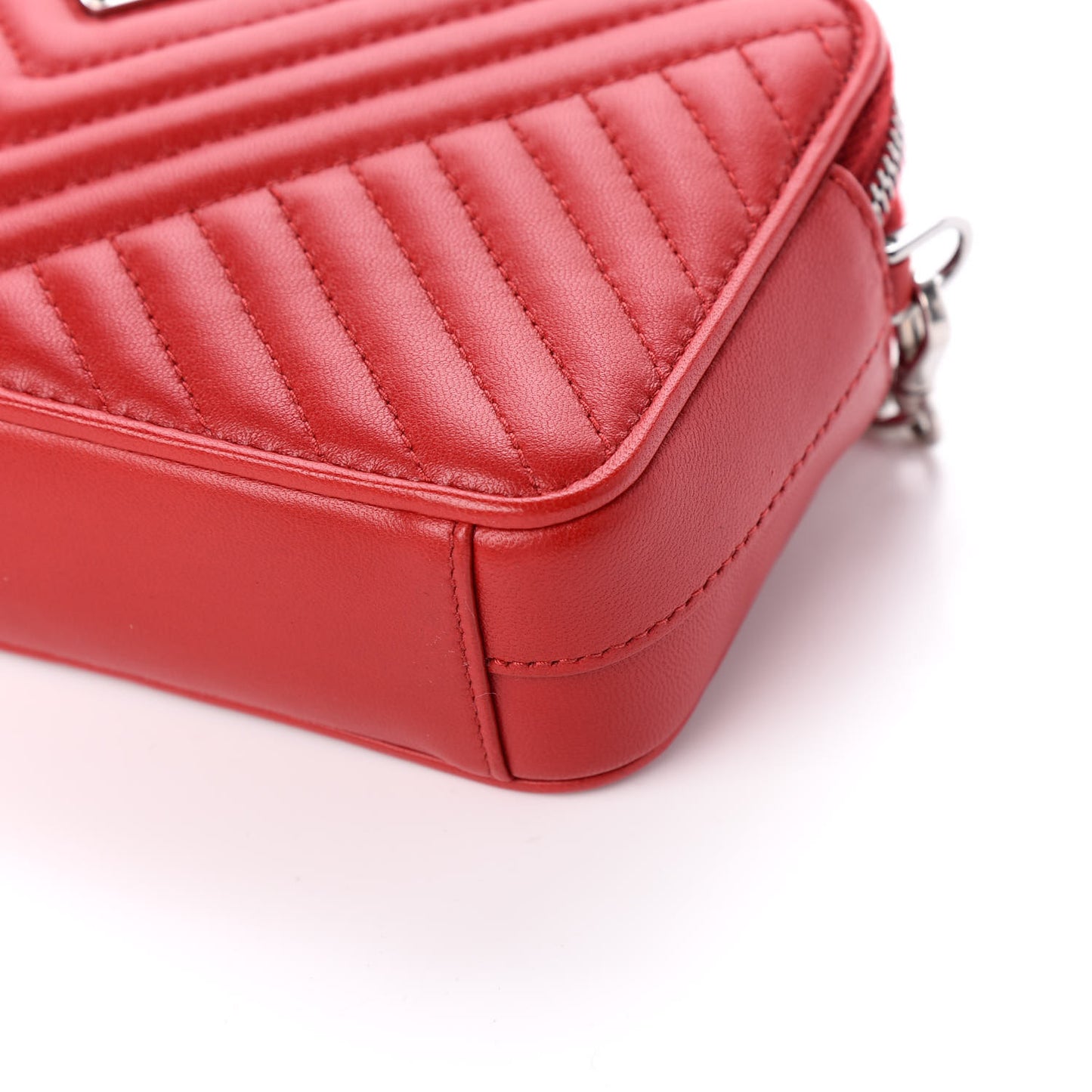 Nappa Impunture Diagramme Mini Double Zip Chain Crossbody Bag Fuoco