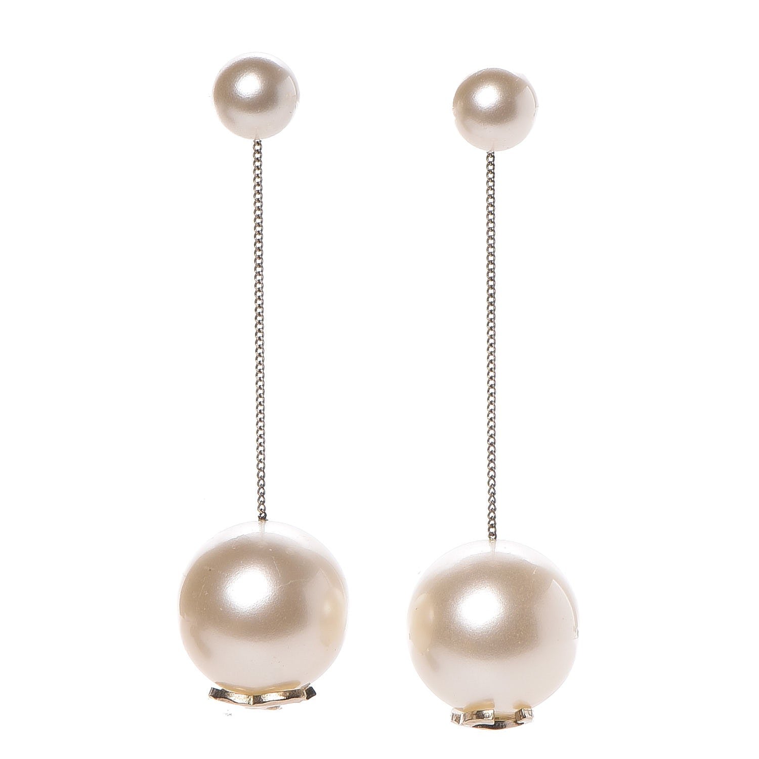 Chanel Pearl CC Drop Earrings Gold 1 of 3