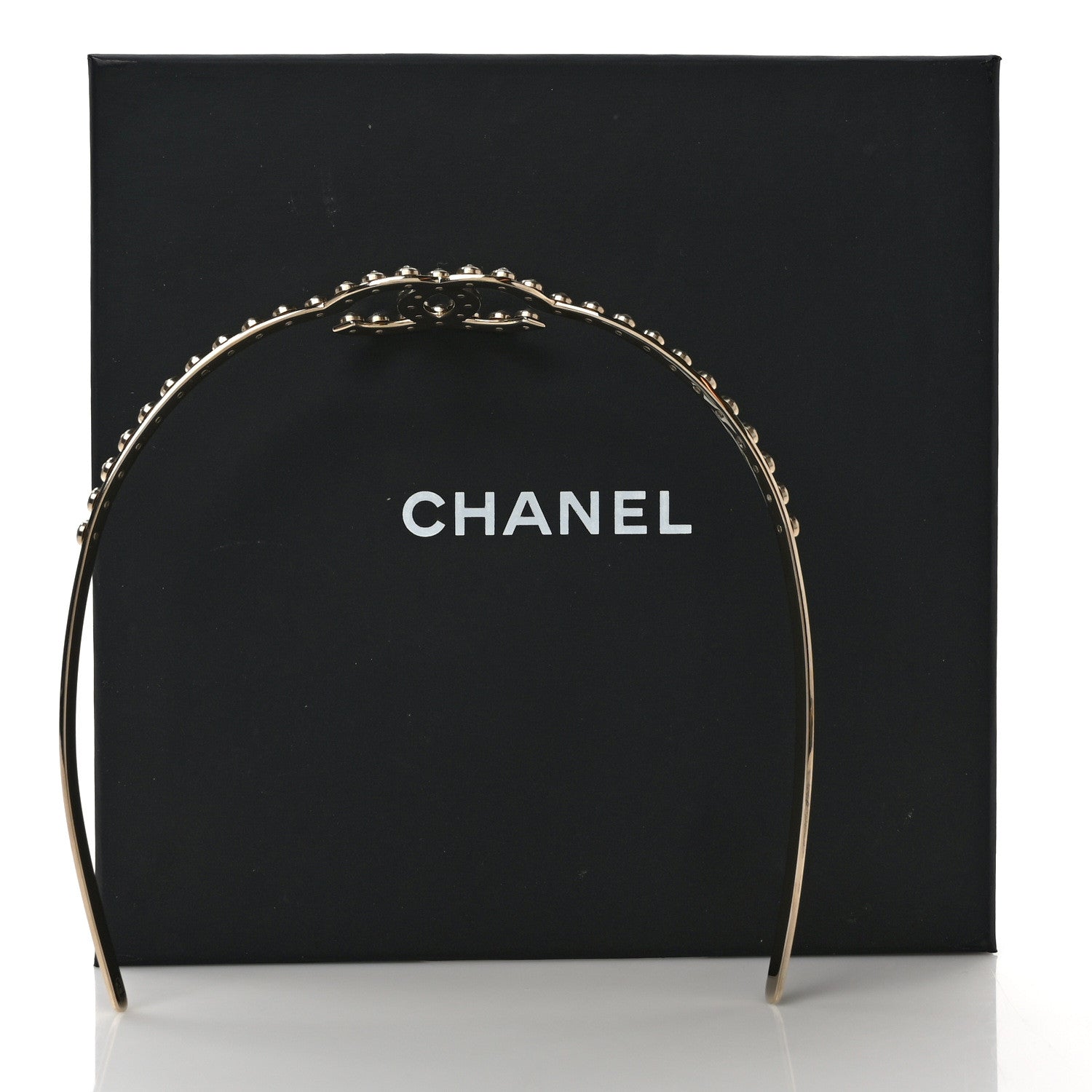 Chanel Metal Crystal CC Headband Light Gold 7 of 7