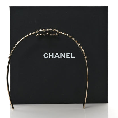 Chanel Metal Crystal CC Headband Light Gold 7 of 7