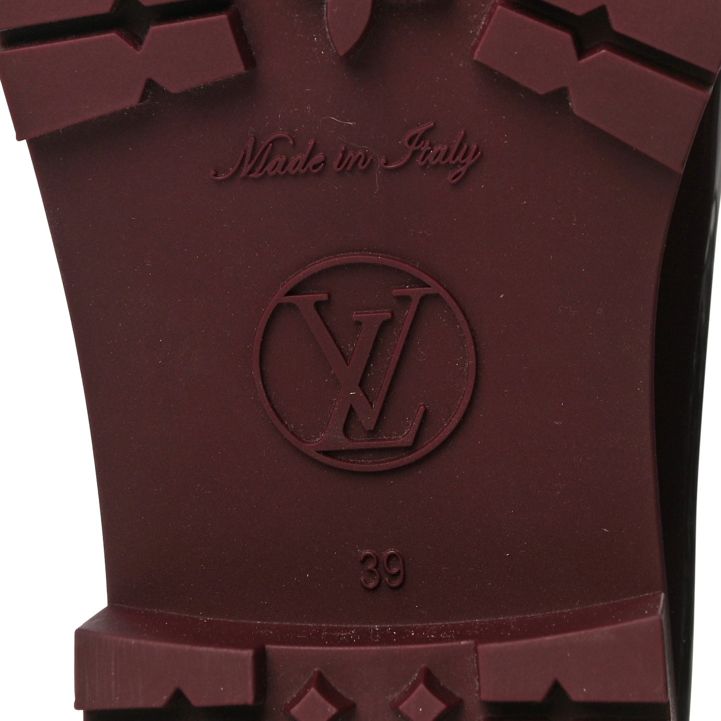 Rubber Embossed Monogram Drops Flat Half Boots 39 Burgundy