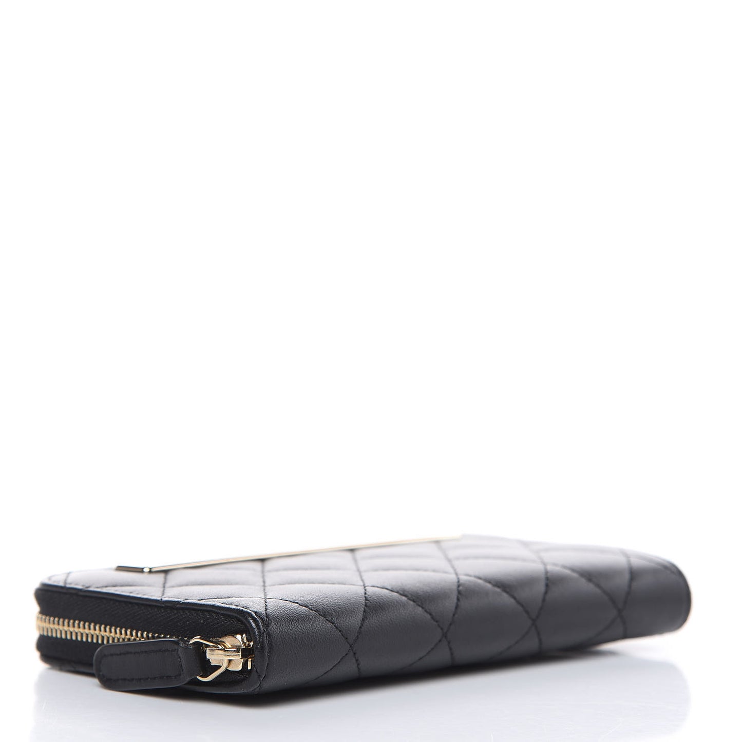Lambskin Quilted Small Trendy CC Zip Around Wallet Black