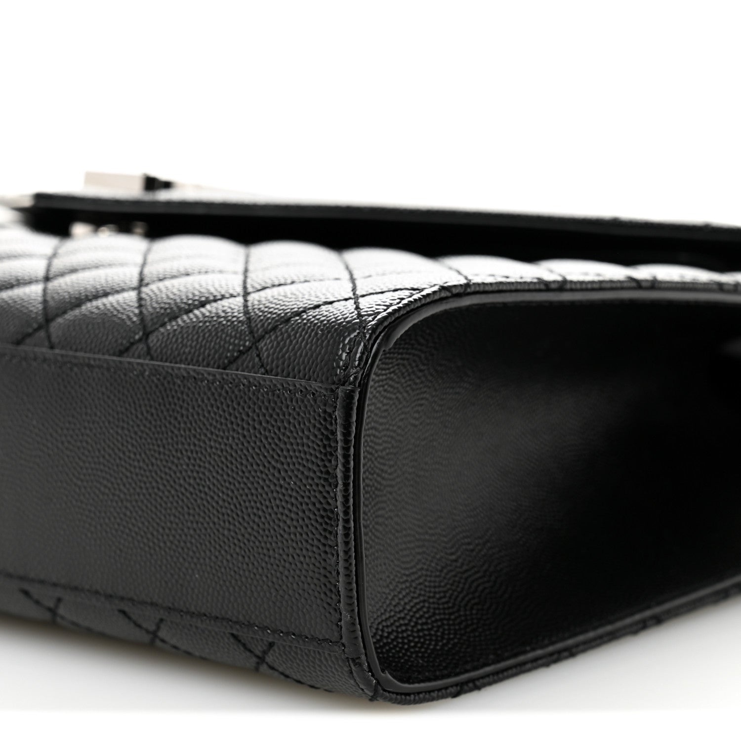 Saint Laurent Grain De Poudre Textured Mixed Matelasse Large Triquilt Monogram Satchel Black 10 of 10