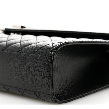 Saint Laurent Grain De Poudre Textured Mixed Matelasse Large Triquilt Monogram Satchel Black 10 of 10