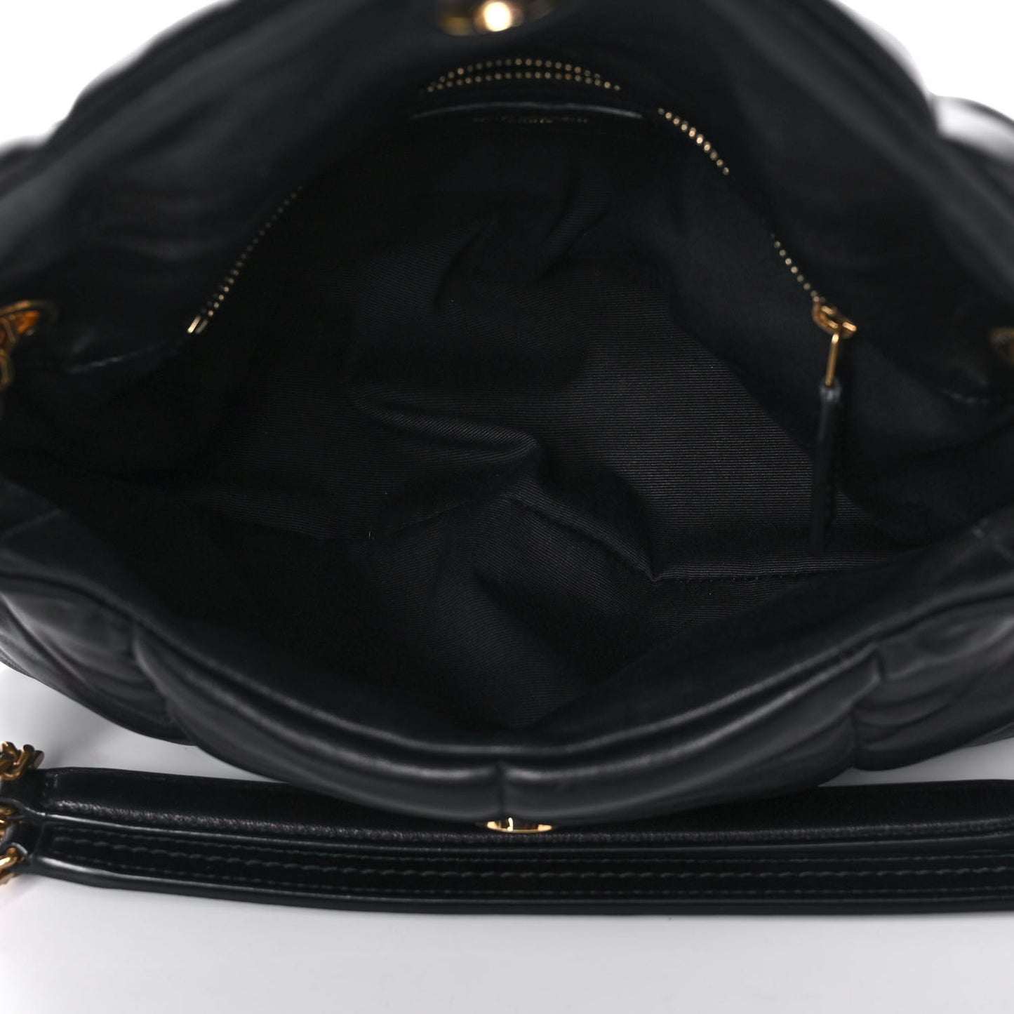 Lambskin Quilted Small Loulou Puffer Monogram Chain Satchel Black