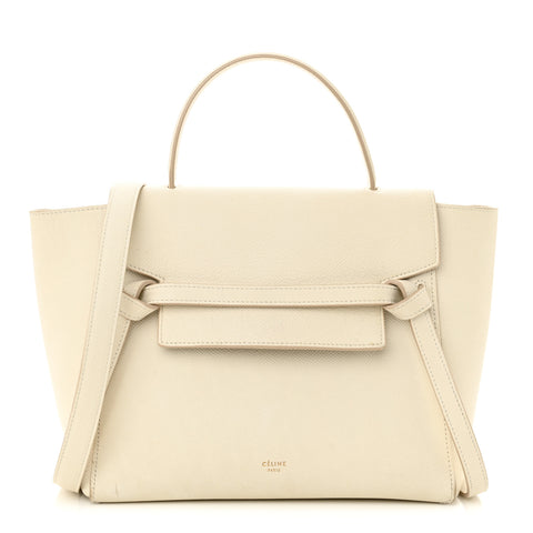 Grained Calfskin Micro Belt Bag White