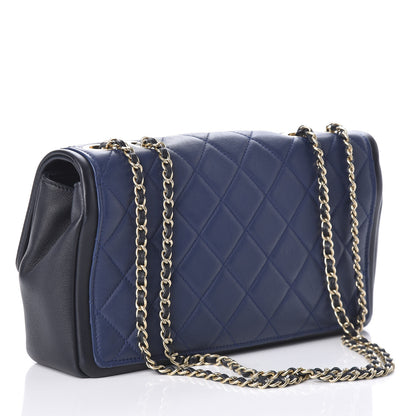 Chanel Lambskin Quilted Medium Graphic Flap Navy Black 3 of 10