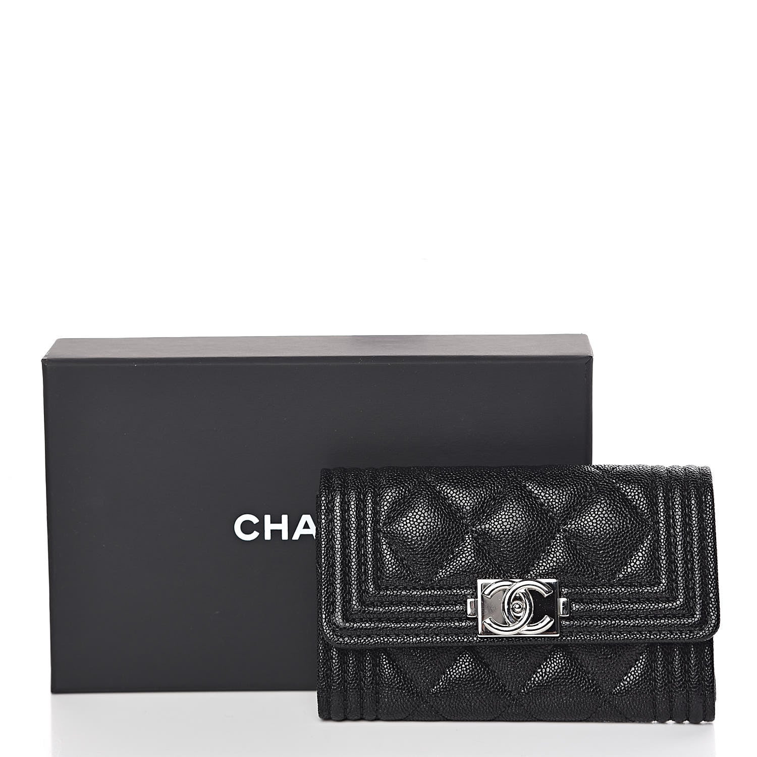 Chanel Caviar Quilted Boy Flap Card Holder Black 12 of 12