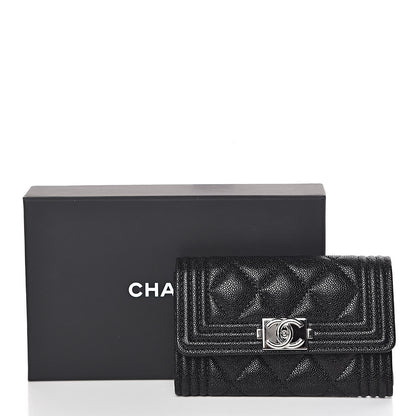 Chanel Caviar Quilted Boy Flap Card Holder Black 12 of 12