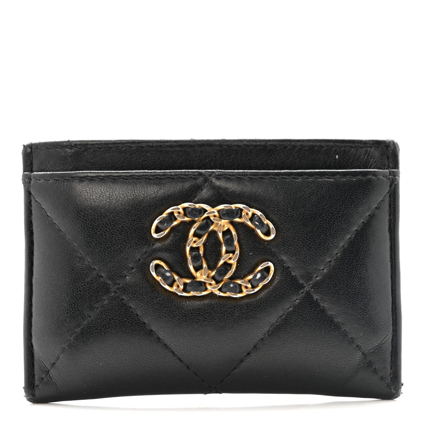 Chanel Lambskin Quilted Chanel 19 Card Holder Black 1 of 10