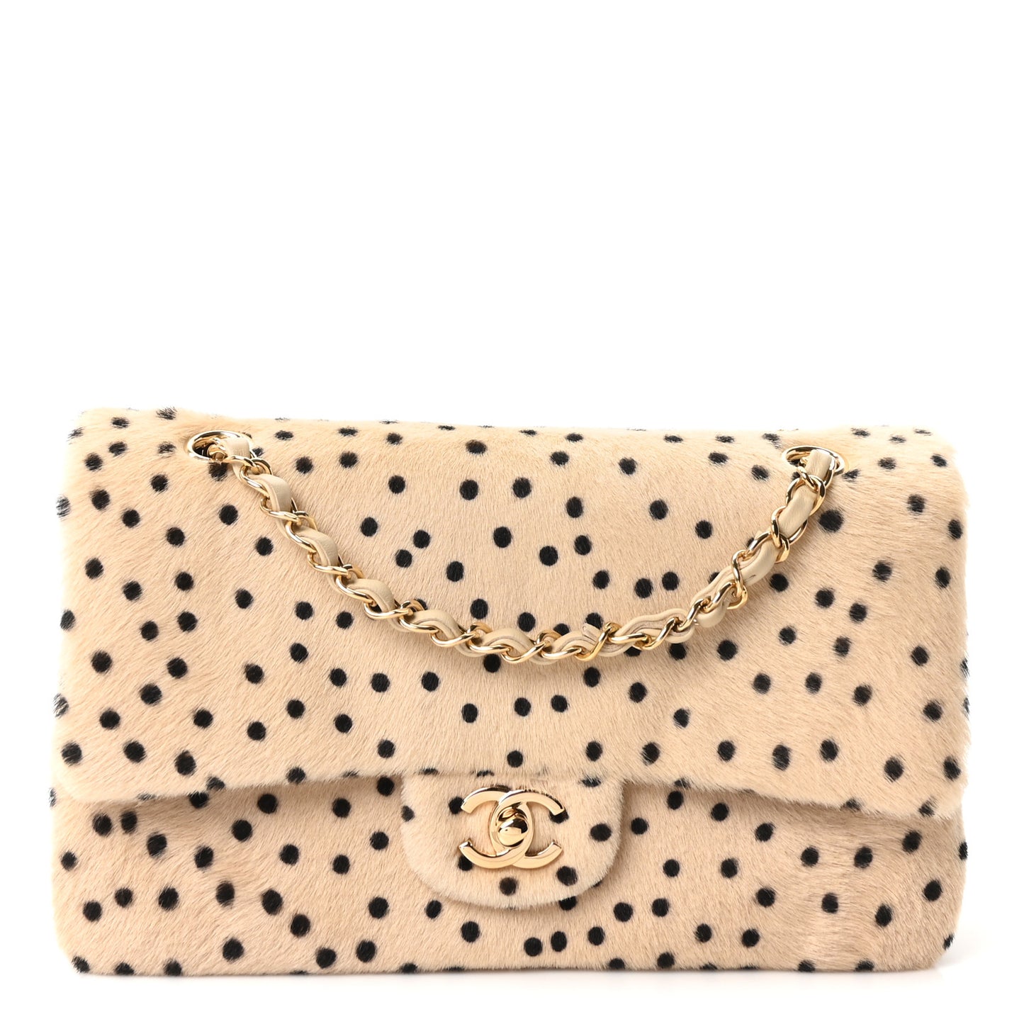 Pony Hair Cheetah Printed Creative Fabrics Flap Light Beige Black