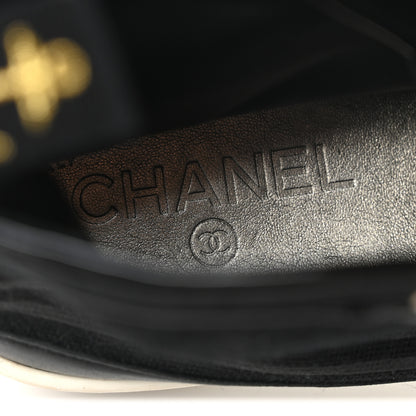 Chanel Fabric Lambskin Lace Up Cap Toe Sneakers 39.5 Black 16 of 18