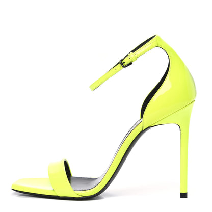 Saint Laurent Patent Calfskin Amber 105 Ankle Strap Sandals 38.5 Yellow Fluo 1 of 9