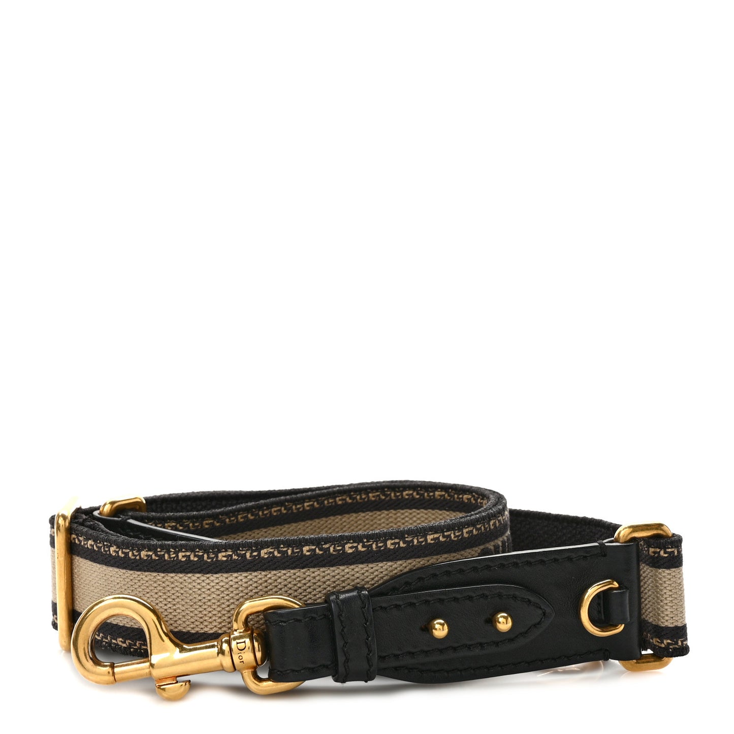 Canvas Embroidered Shoulder Strap Ecru Black