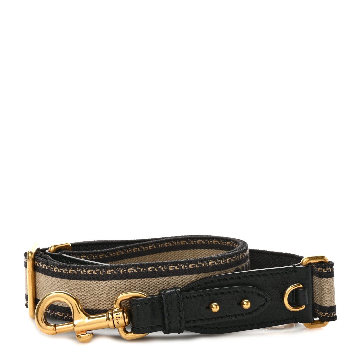 Christian Dior Canvas Embroidered Shoulder Strap Ecru Black 1 of 4