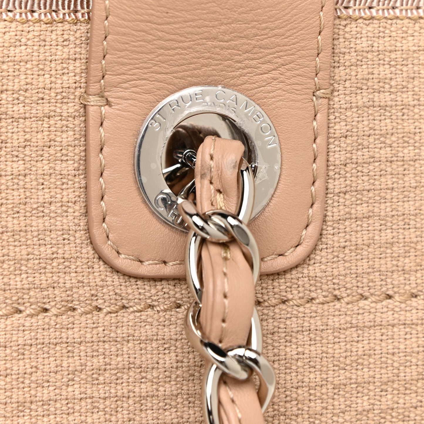Mixed Fibers Medium Deauville Tote Beige