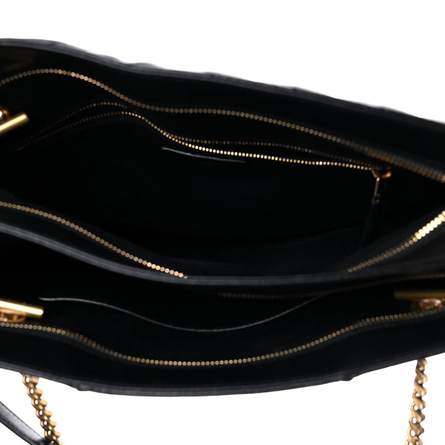 Saint Laurent Grain De Poudre Matelasse Chevron Medium Tribeca Shopping Bag Black 5 of 11