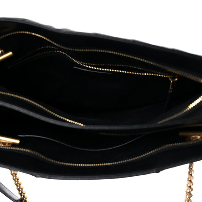 Saint Laurent Grain De Poudre Matelasse Chevron Medium Tribeca Shopping Bag Black 5 of 11