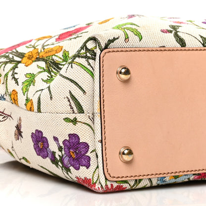 Gucci Canvas Floral Flora Bamboo Handle Bag White 9 of 11
