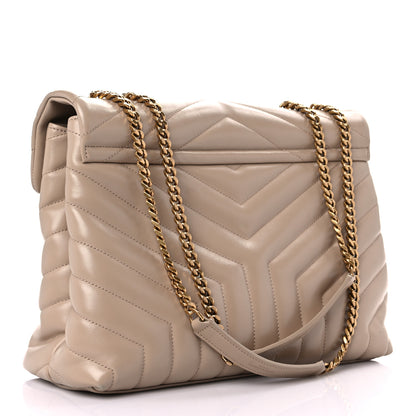 Saint Laurent Calfskin Y Quilted Monogram Medium Loulou Chain Satchel Light Natural 3 of 21